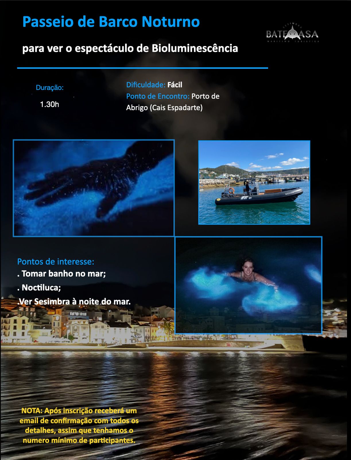 Passeio de Barco Noturno — Bioluminescência